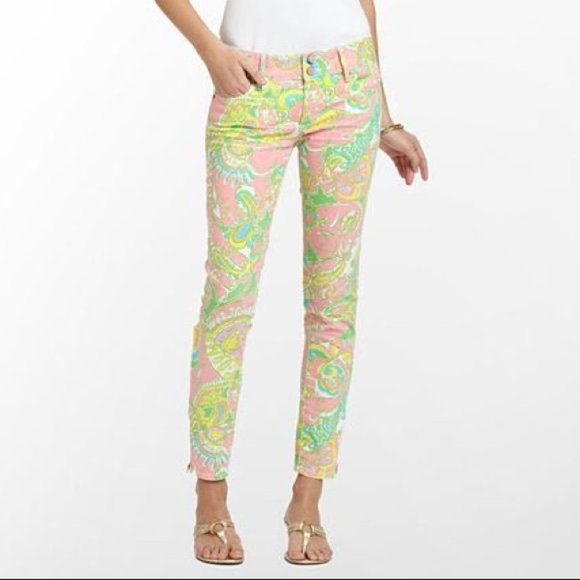 Lilly Pulitzer Denim - Lilly Pulitzer Pink Green White Worth Skinny Jeans